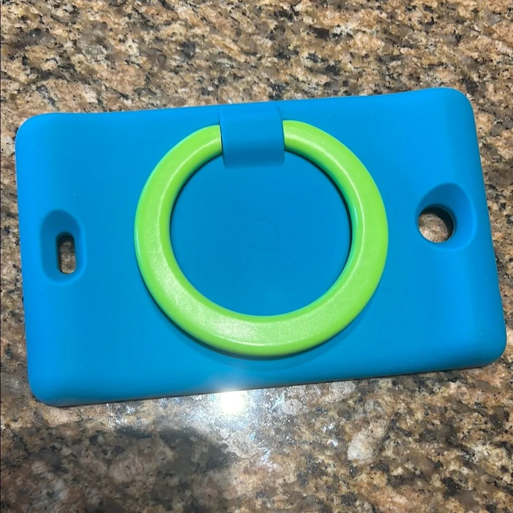 Turquoise and green kids tablet cover with stand